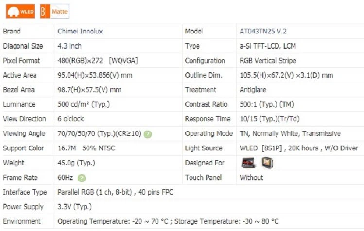 4.3 inch tft lcd module3